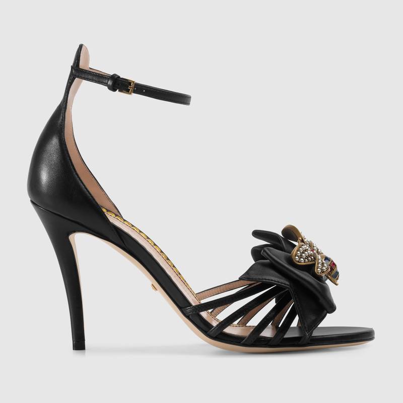 Leather sandal with bow Black - Brands Blogger
